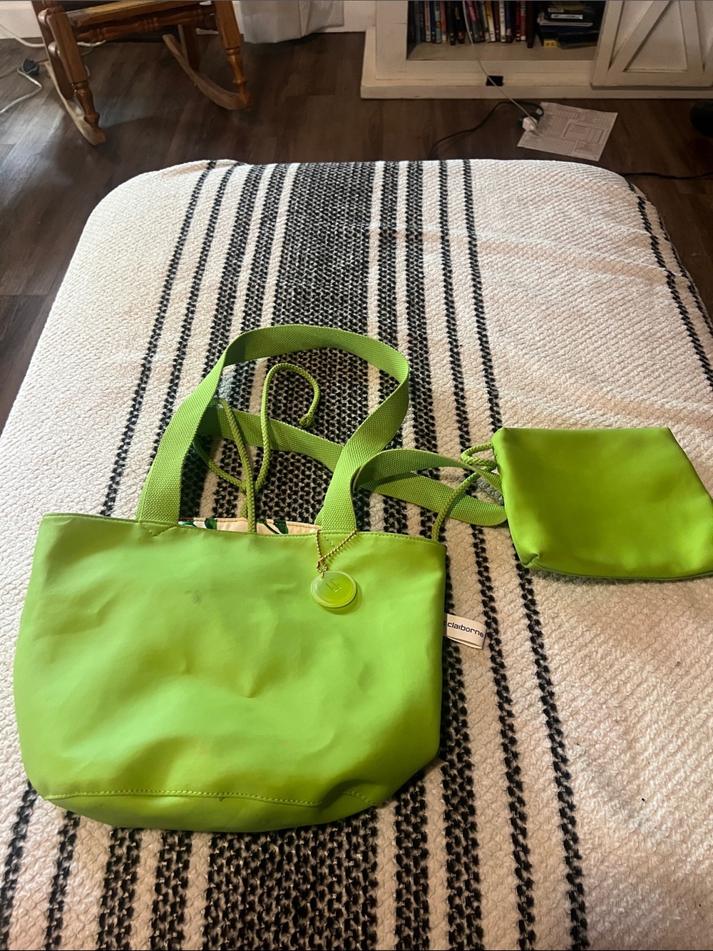 Liz Claiborne Lime Green Tote with connected Pouch